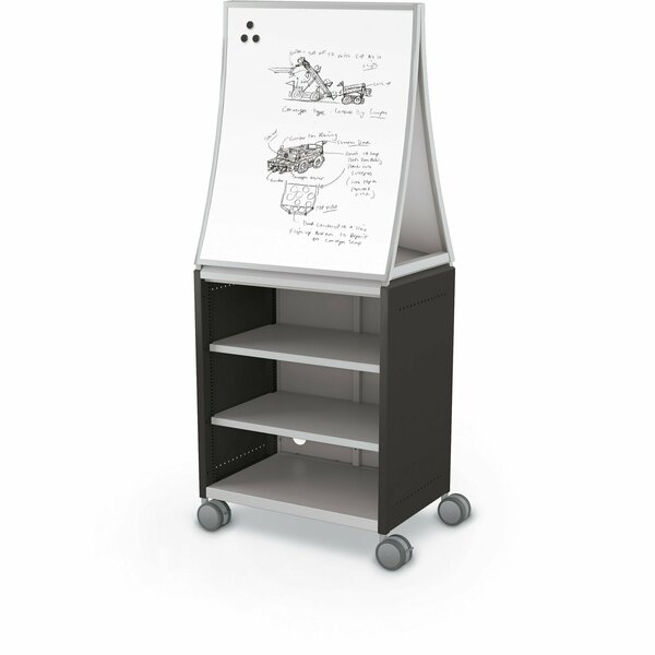 Mooreco Compass Cabinet Midi H2 With Ogee Dry Erase Board Black 72.1in H x 28.4in W x 19.2in D B2A1A1D1B0